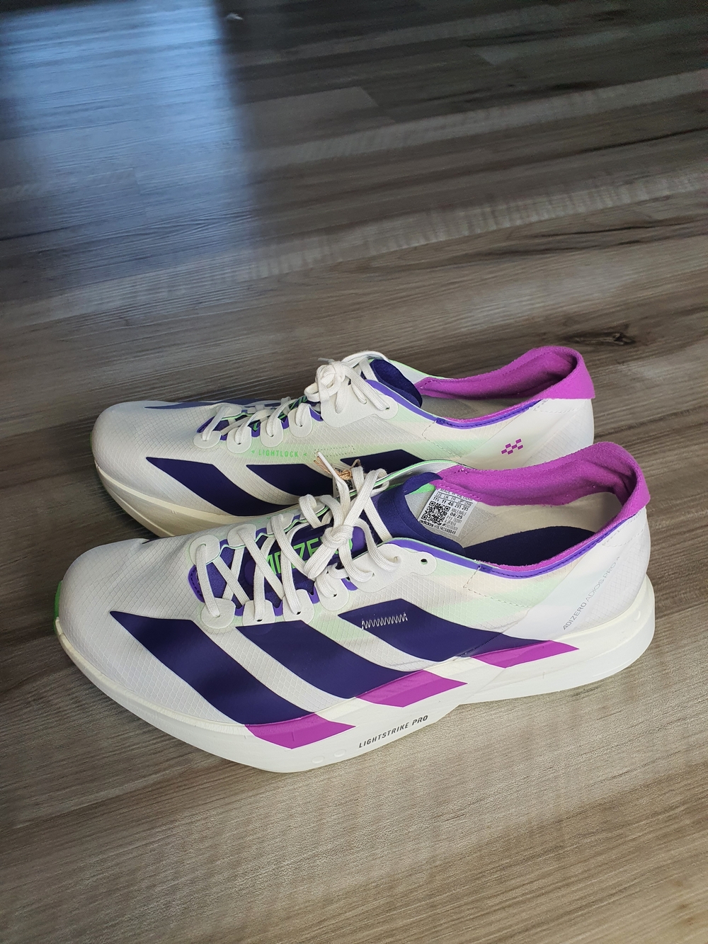 adidas Adizero Adios Pro 4 Core White Purple Lime JR1656 Men's Size 10 New - Picture 8 of 12